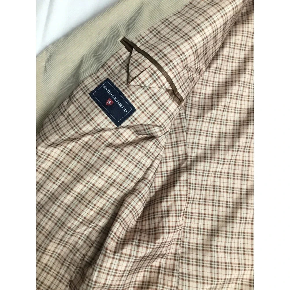 Saddlebred‎ Corduroy Blazer Jacket Tan Two Button Sport Coat Men's Size 44R